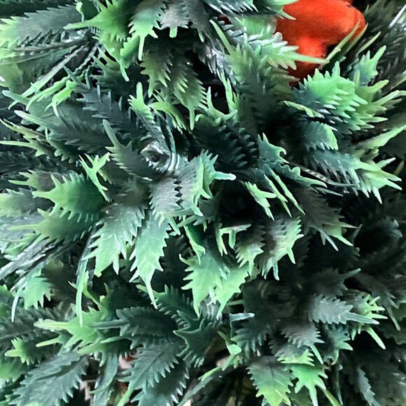 Christmas Tree Table Top Use Vintage Hong Kong Flocked Red Birds and Bows - Picture 10 of 12